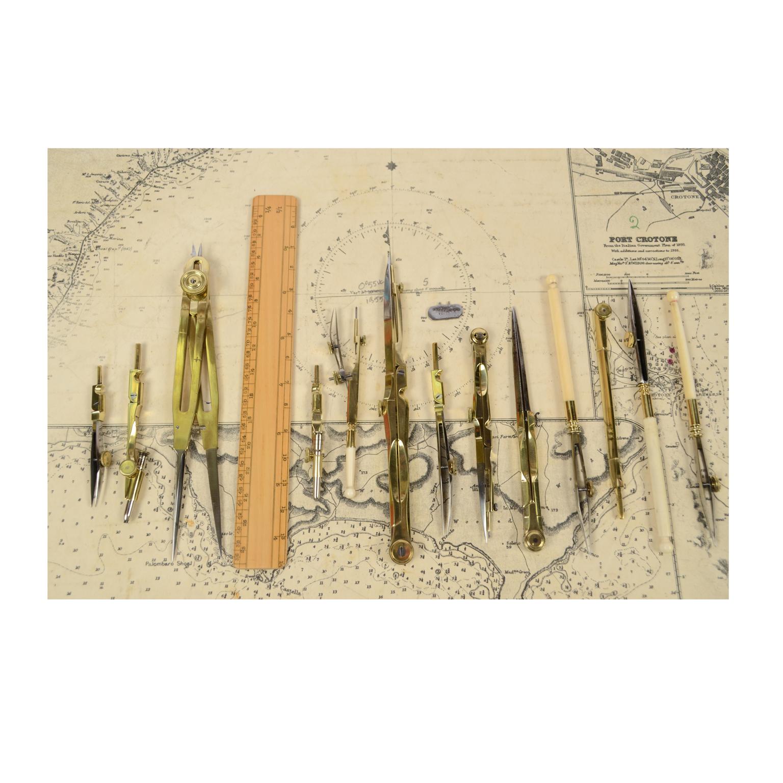 Mid-19th Century 1850 Vintage Drawing Instruments Set sold by Papeterie Henri Eloy in Peronne 