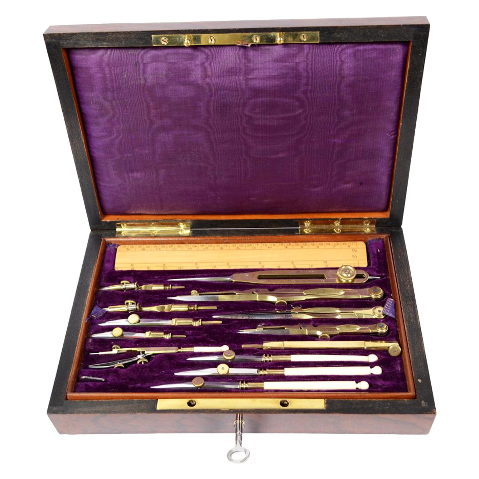 1850 Vintage Drawing Instruments Set sold by Papeterie Henri Eloy in Peronne 