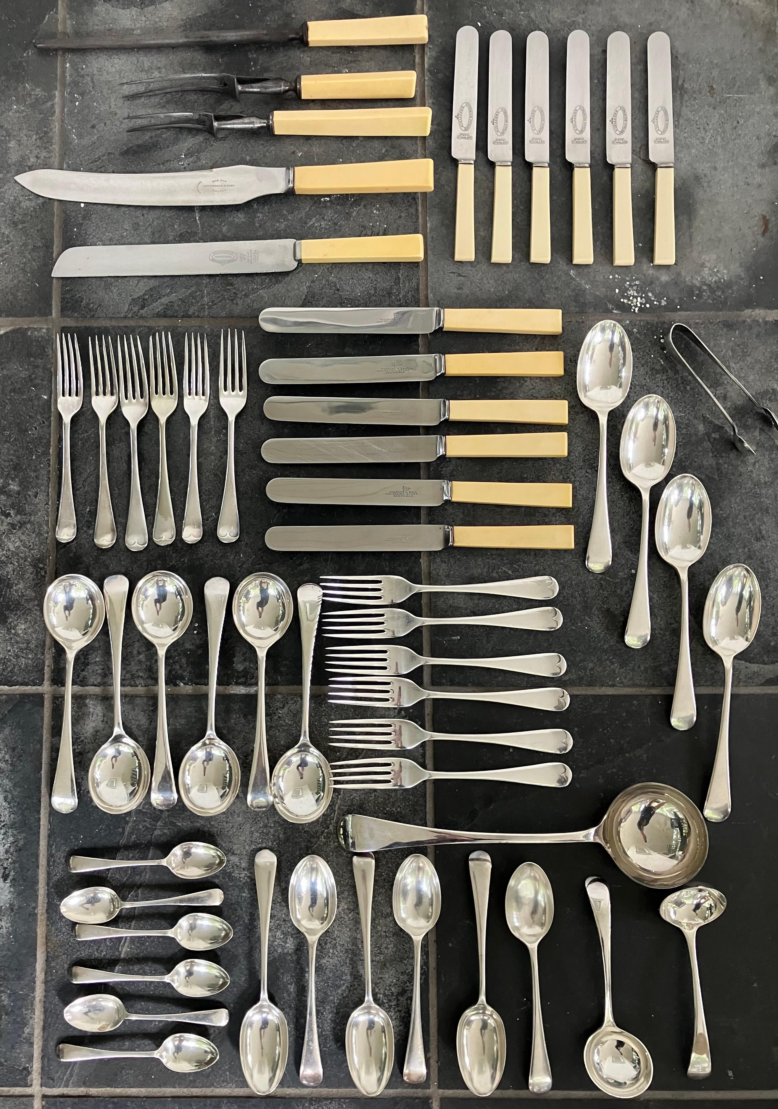 Silver Plate Box Set of English Silver Cutlery for Six For Sale