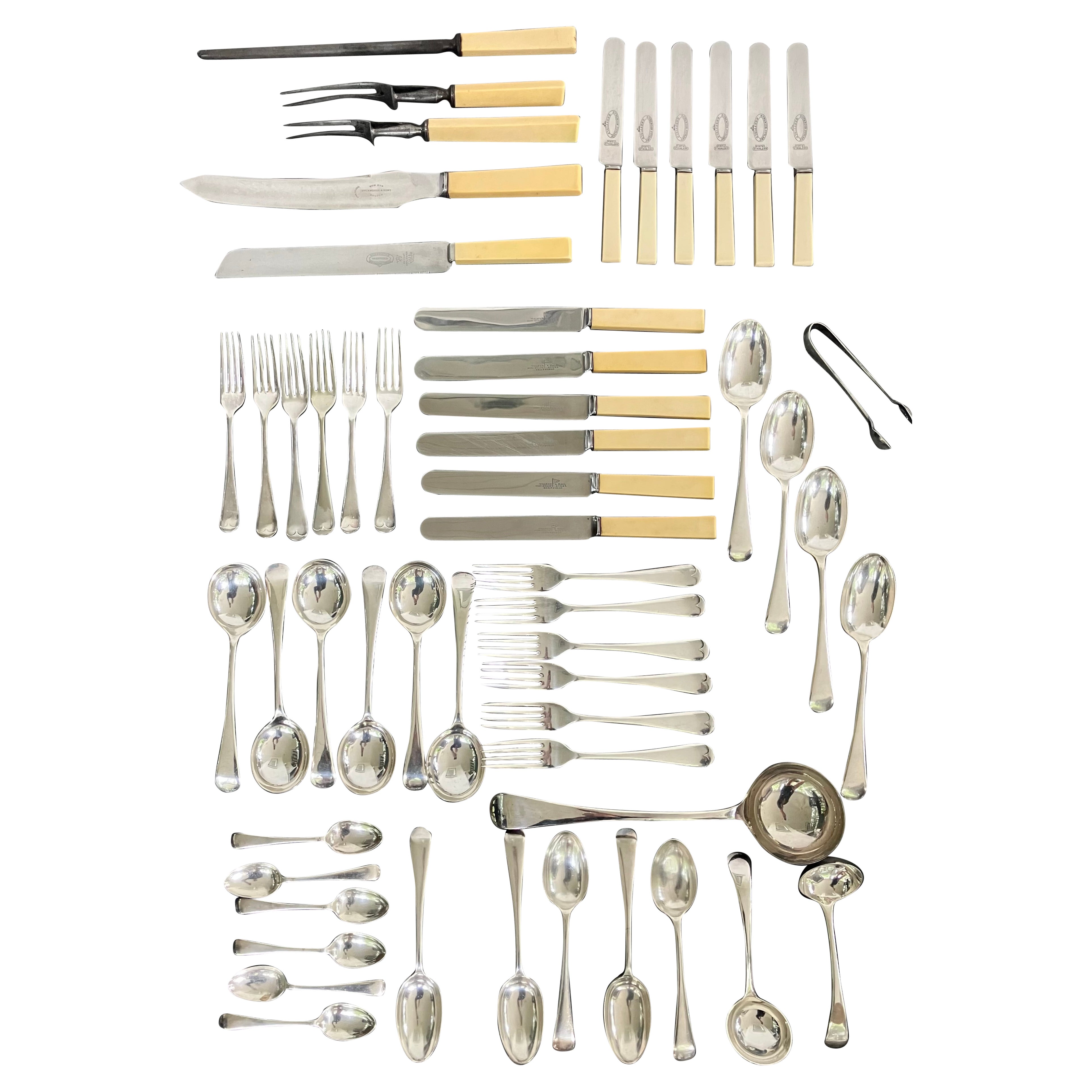 Box Set of English Silver Cutlery for Six For Sale