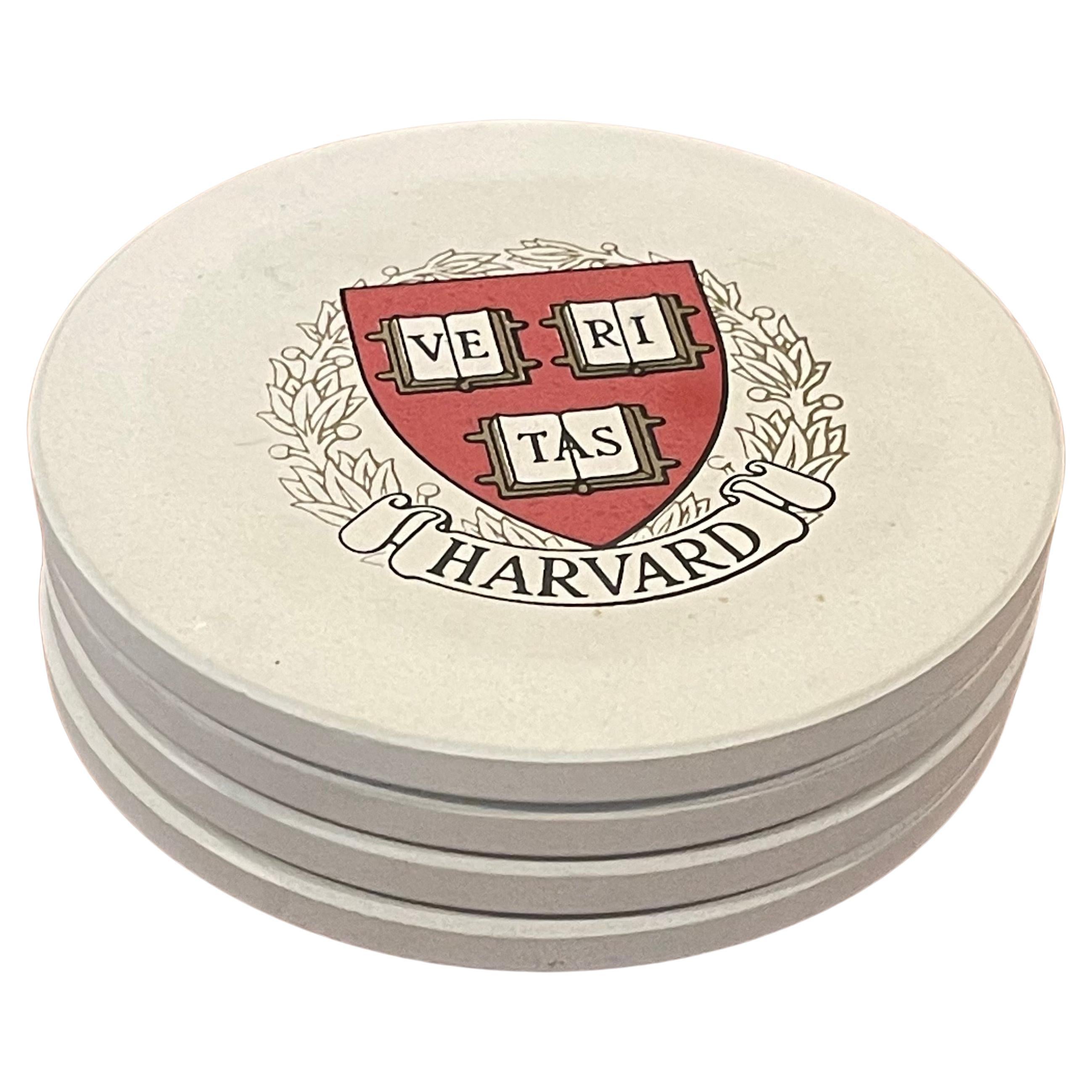 Box Set of Four Harvard University Stone Drink Coasters For Sale