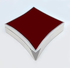 Box shaped “quadri” playing card suit red fired Art Deco style Salimbeni