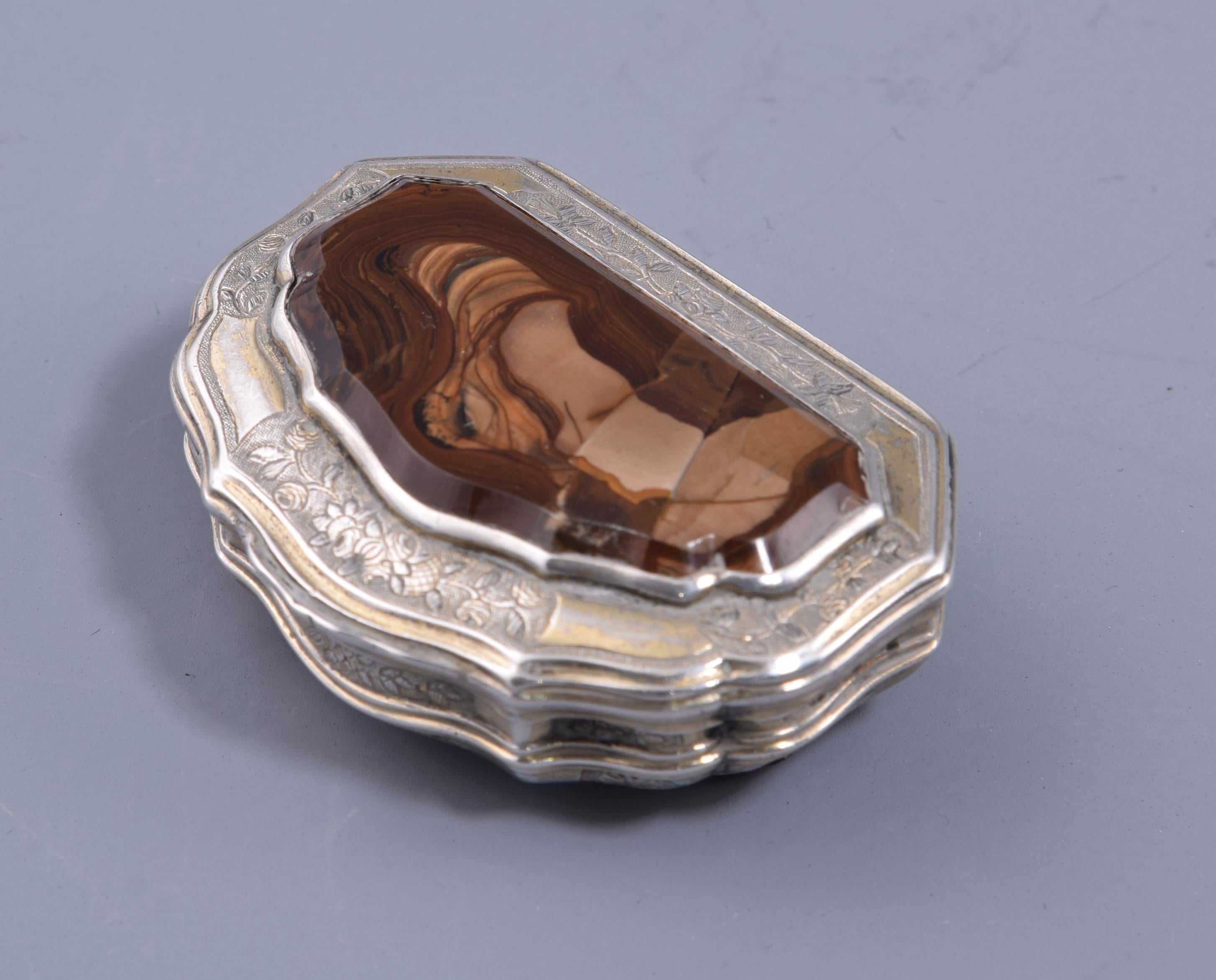 European Box. Silver, Agate, 19th Century, with Hallmarks