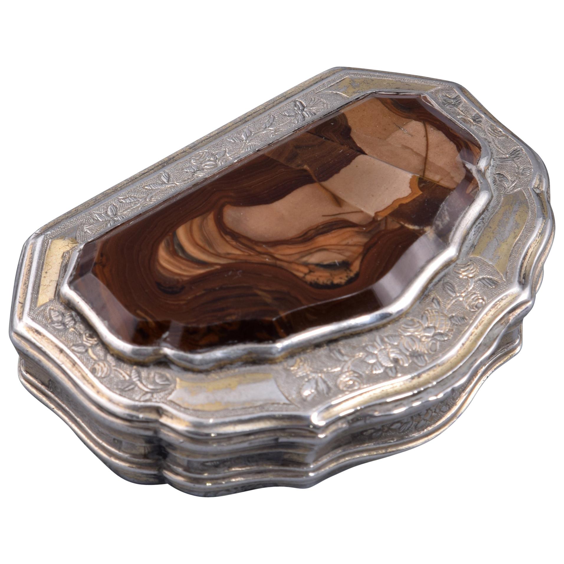 Box. Silver, Agate, 19th Century, with Hallmarks