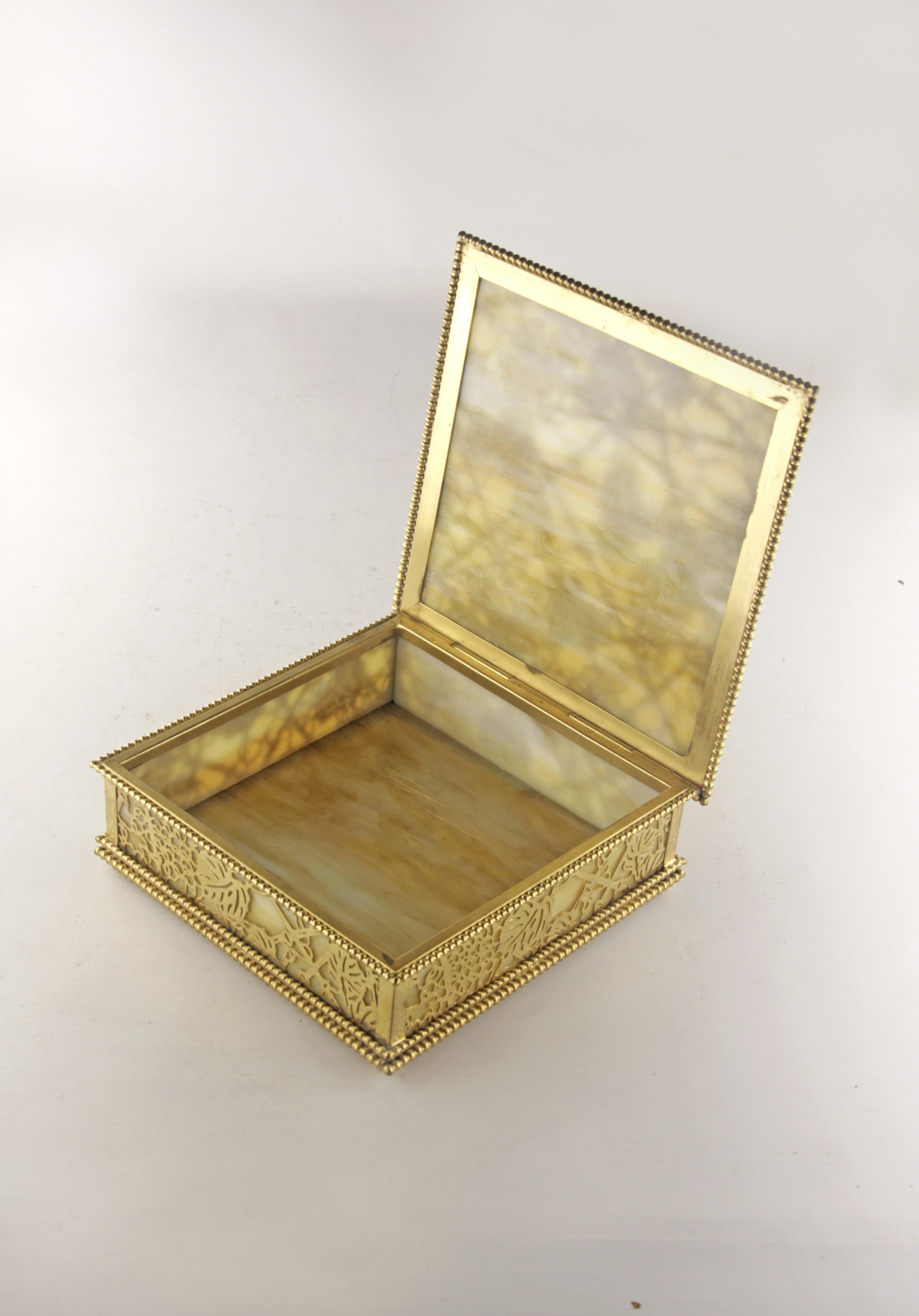 Early 20th Century Box Tiffany studios glass and gilt bronze