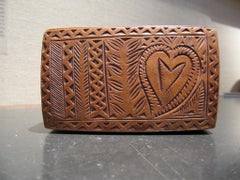 Box Tobacco 17 Century Friesland Baroque Birch Sliding Lid Love Heart Horse Lady