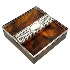 Box Tortoiseshell Effect Lucite and Silver Christian Dior Style, Italy, 1980s