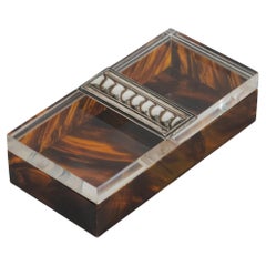 Box Tortoiseshell Effect Lucite and Silver Christian Dior Style, Italy, 1980s