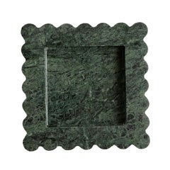 Box Tray: Chunky Scalloped Edge Square Tray in Emerald Marble by Anastasio Home