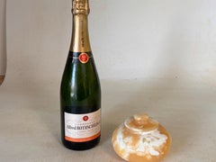 Boîte Vide Poche en Onyx avec couvercle Beige France 1970