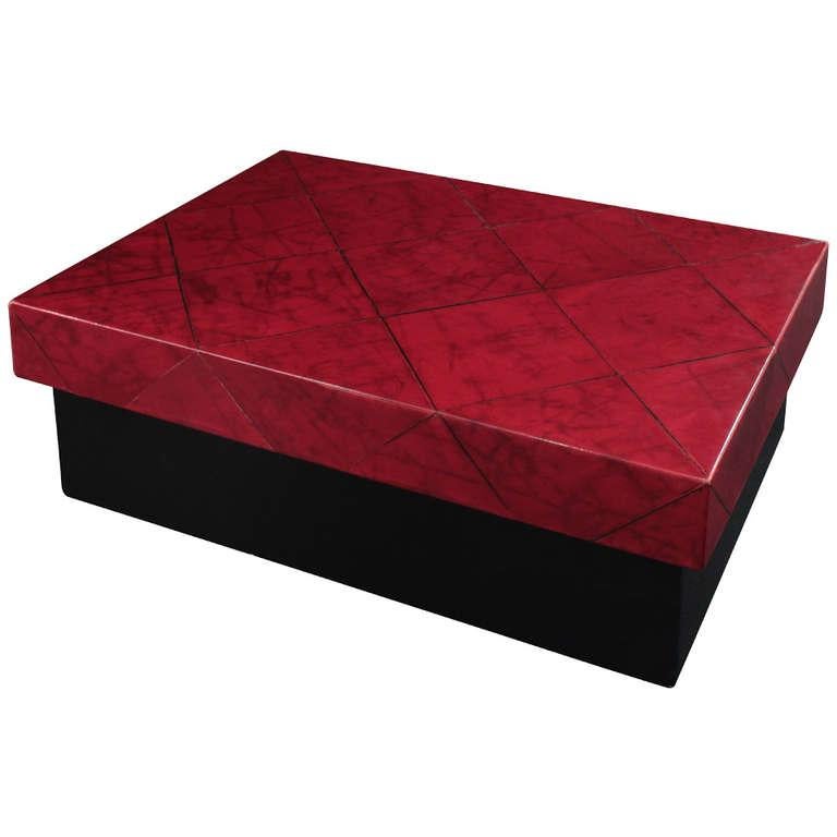 Hand-Crafted Box with Diamond Patterned Top in Goatskin by Karl Springer