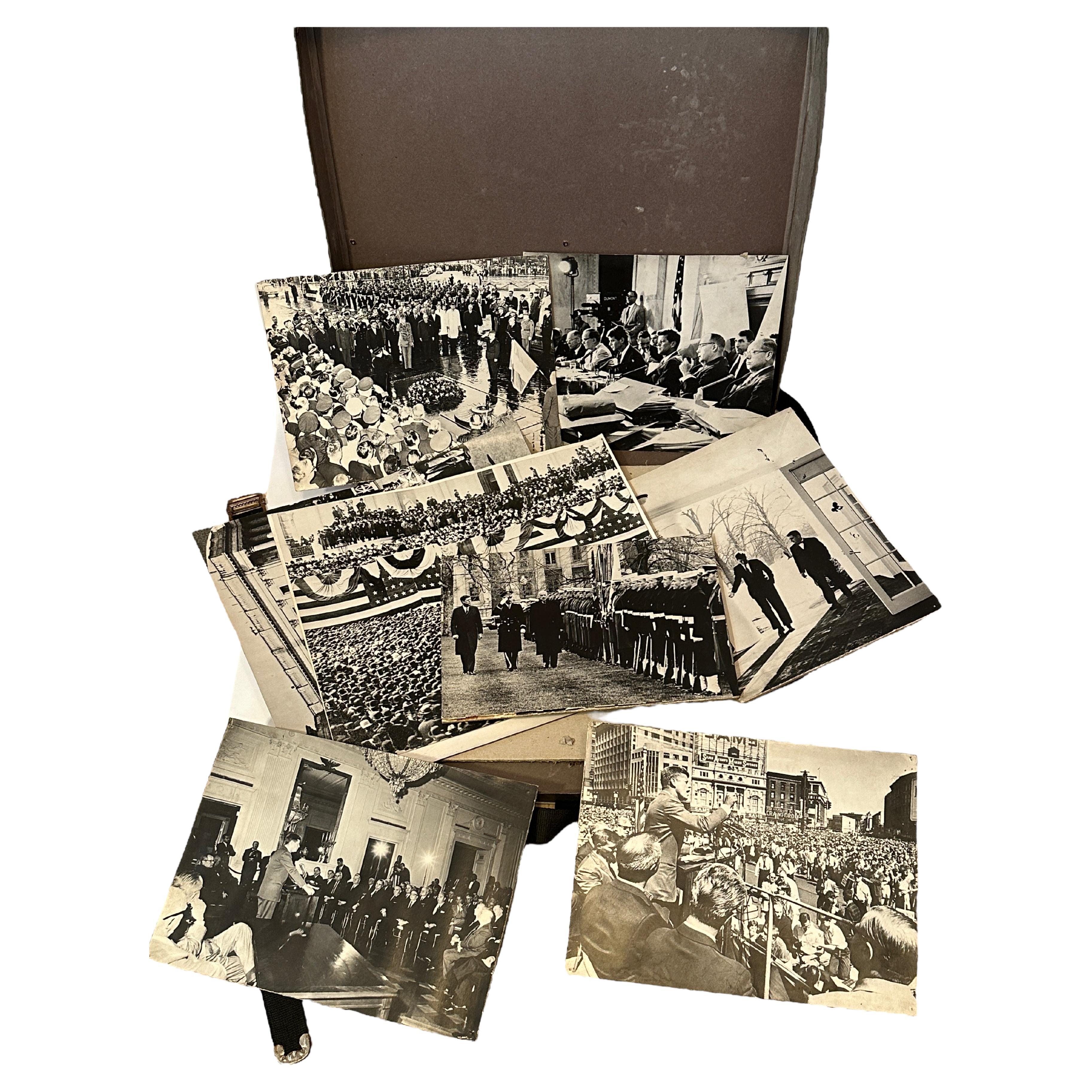 Boîte avec photos historiques de JFK Kennedy, Roosevelt, Adenauer German Press 
