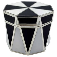 Box with wedges Enamel Sterling Silver black and white Salimbeni