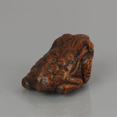 Schachtel Holz-Ring Frosch Netsuke 19.-20. Jahrhundert Japanisches Japan Unsigniert