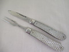 Boxed - 19th century - FRUIT KNIFE & FORK - Hallmarked:-Sheffield 1864 Maker JYC