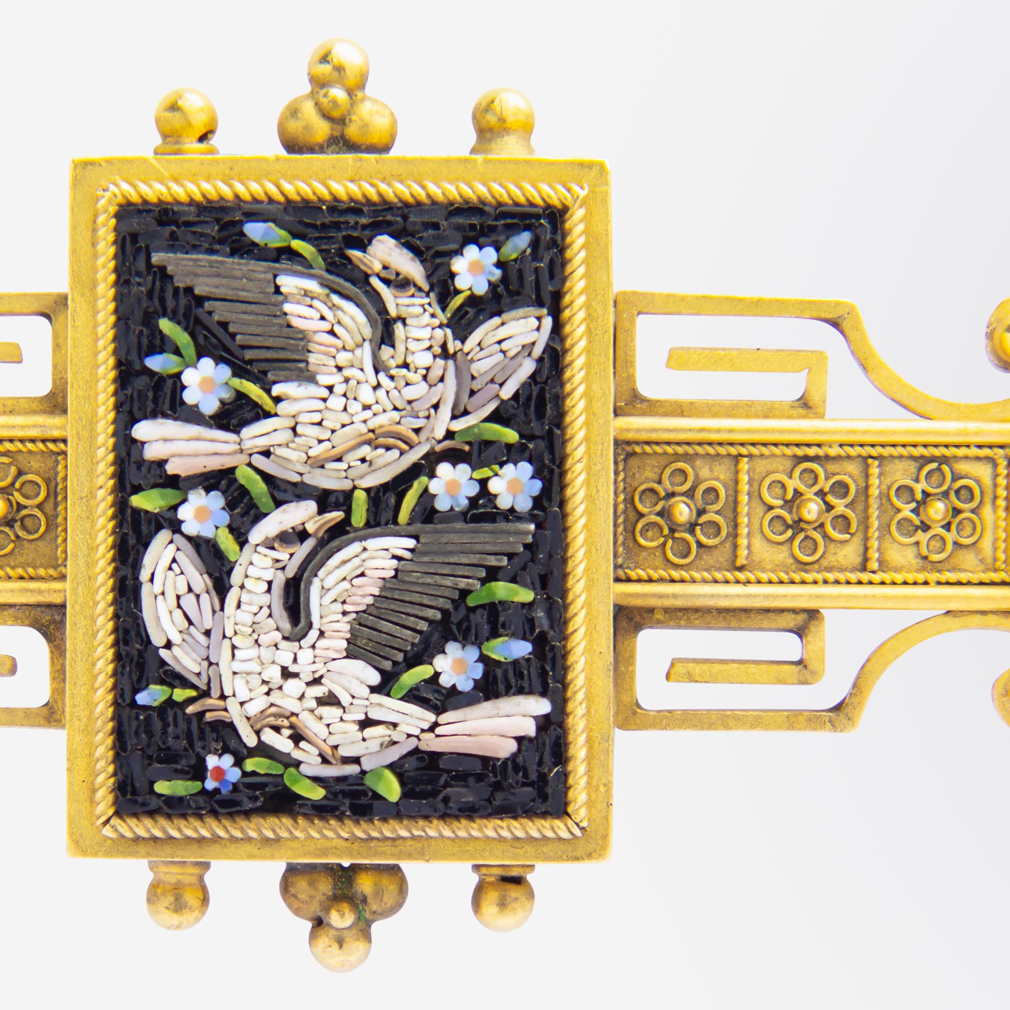 Women's Boxed 19th Century Micro Mosaic Brooch For Sale