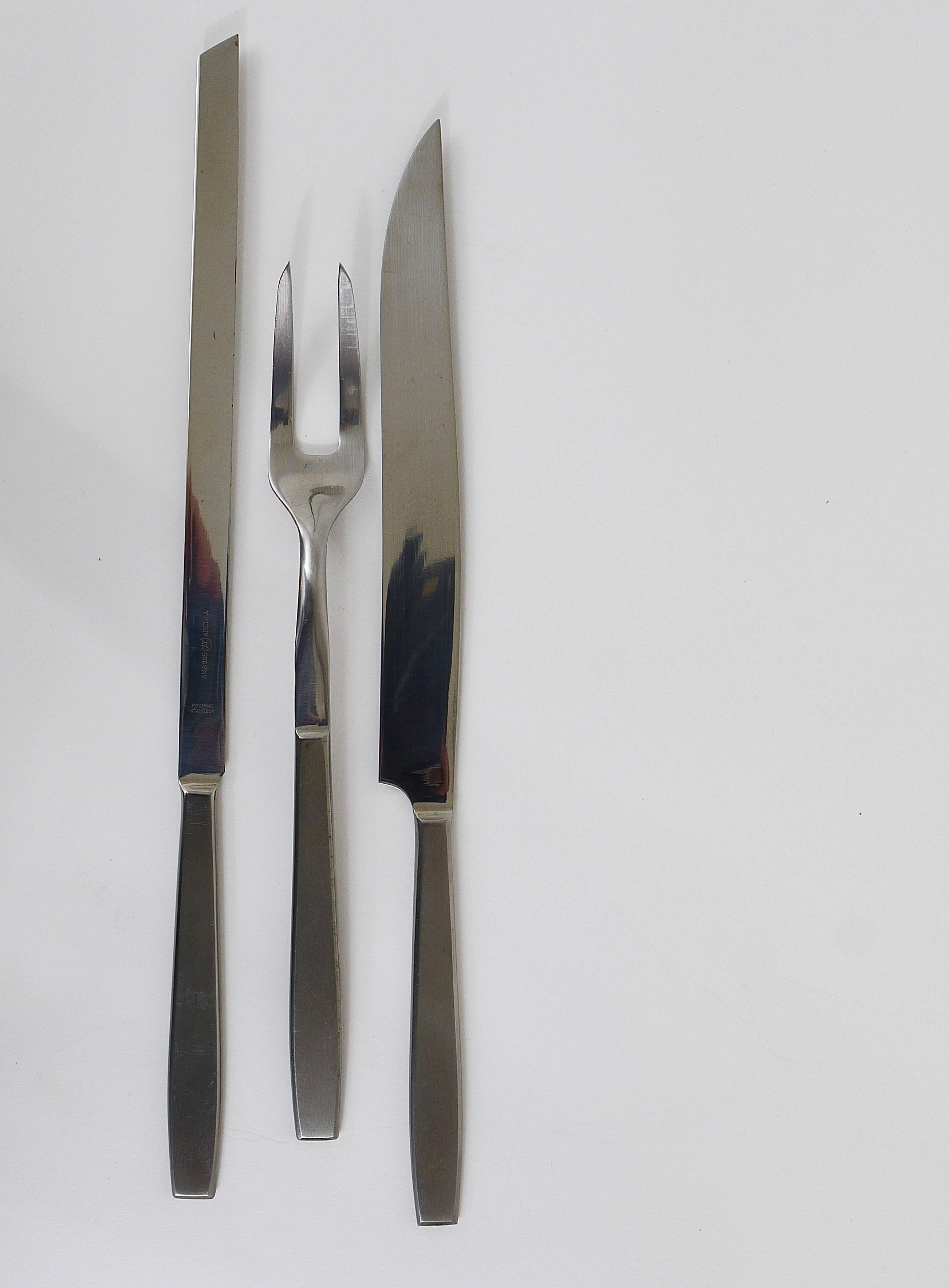 Schnitzmesser und Gabel aus Helmut Alder Amboss 2050 in Schachtel, Österreich, 1950er Jahre im Zustand „Gut“ im Angebot in Vienna, AT