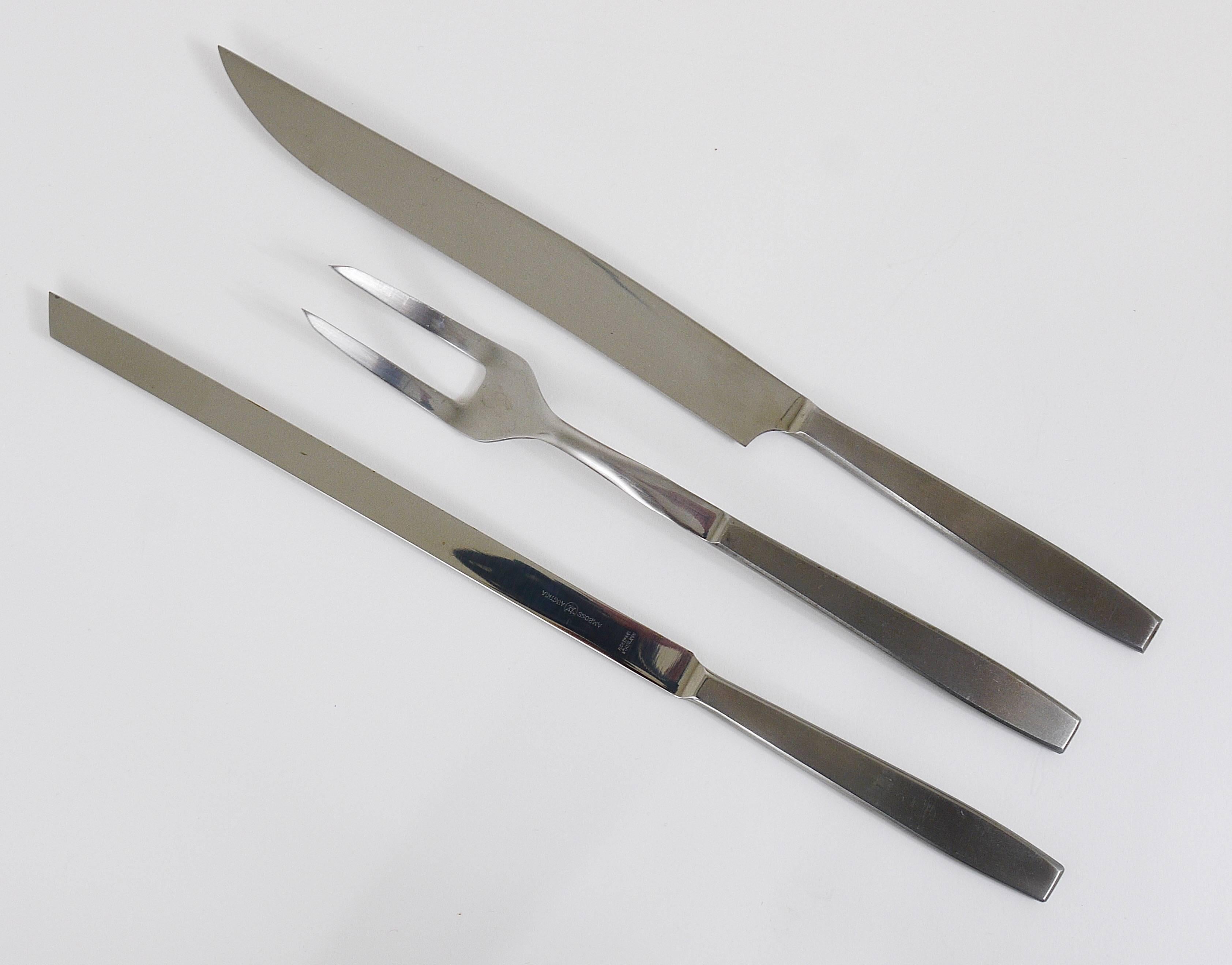 Boxed Amboss 2050 Carving Knives and Fork by Helmut Alder, Austria, 1950s In Excellent Condition For Sale In Vienna, AT