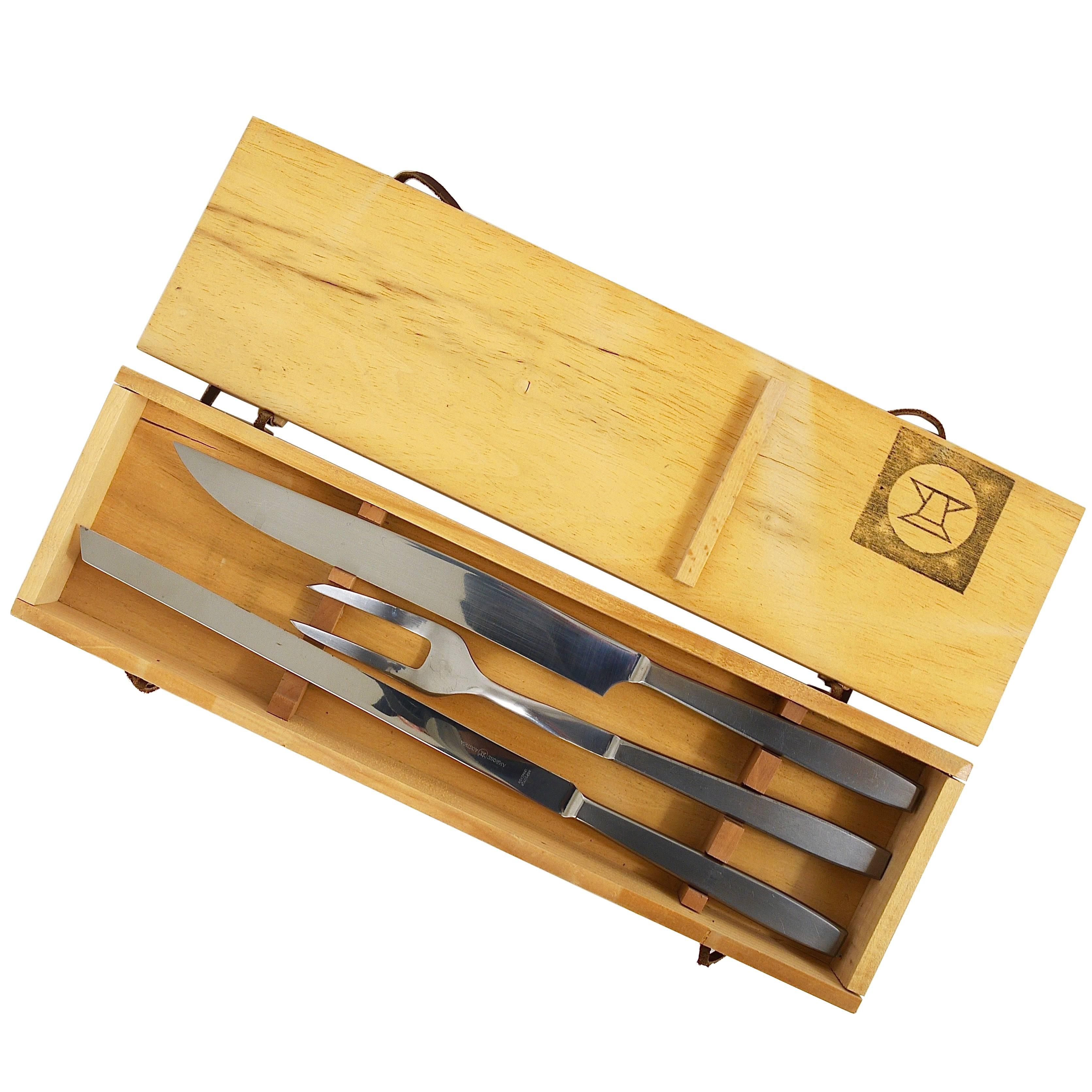 Boxed Amboss 2050 Carving Knives and Fork by Helmut Alder, Austria, 1950s