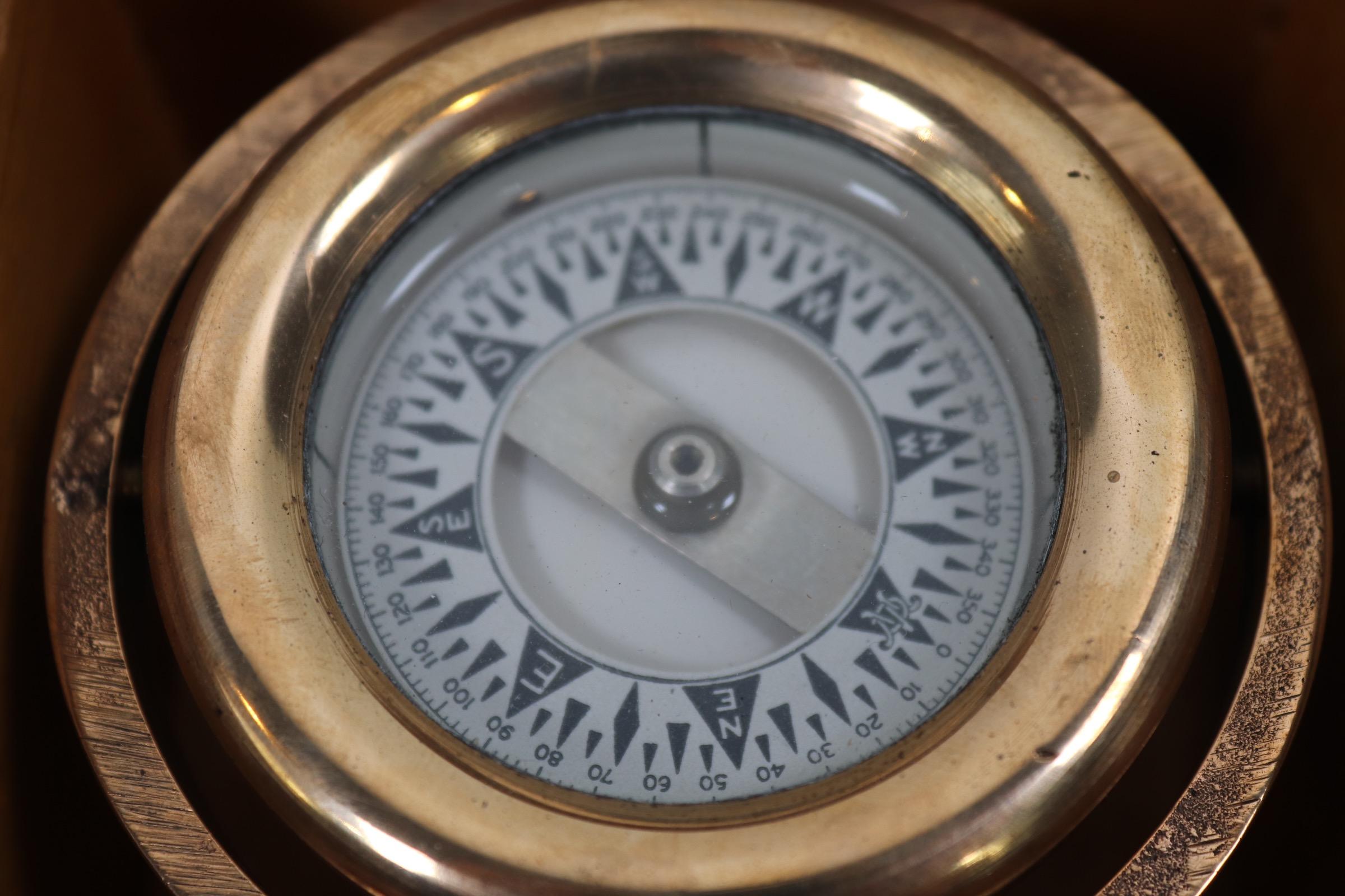 Mid-20th Century Boxed Boat Compass by Wilcox Crittendon