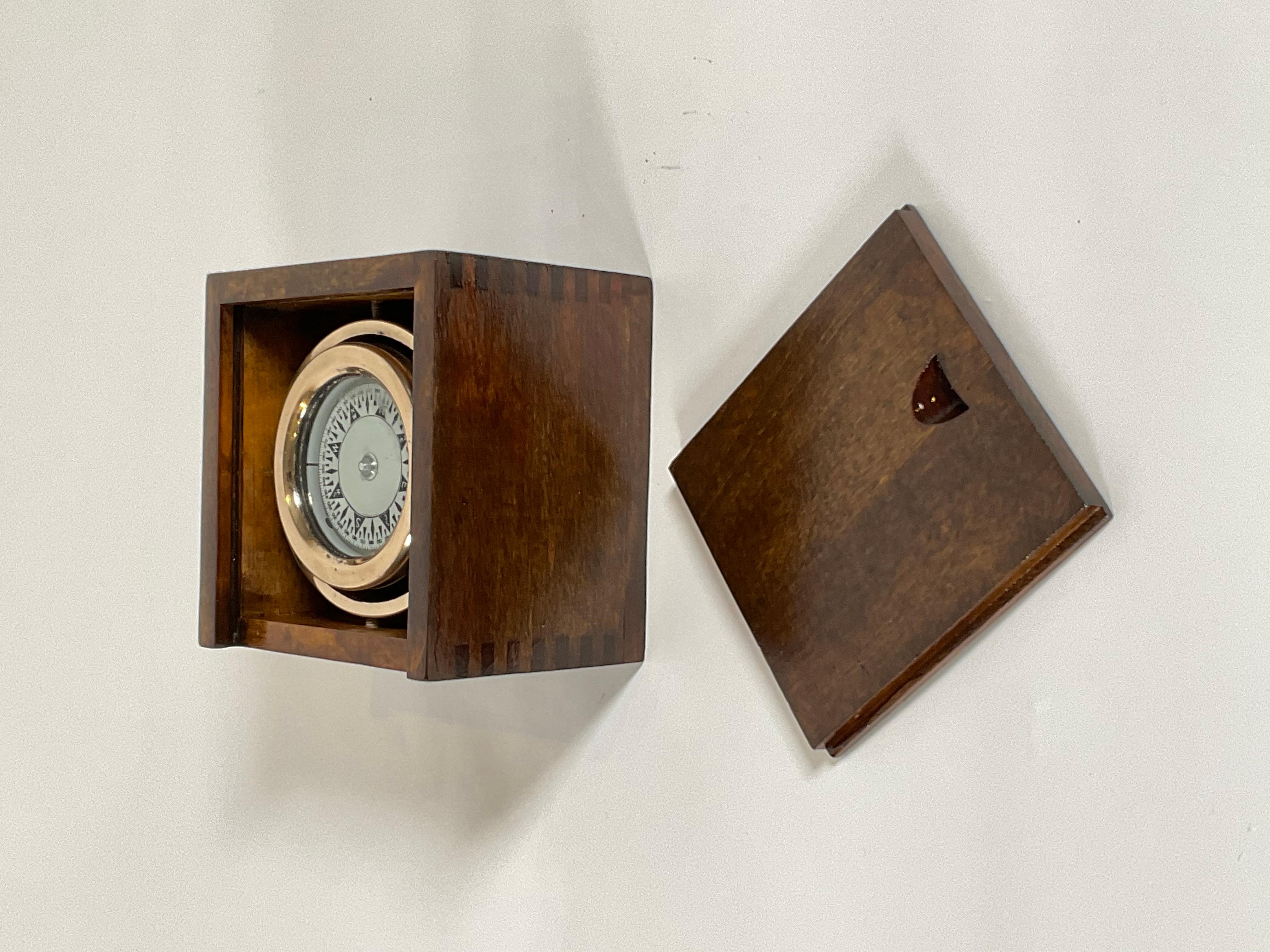 Mid-20th Century Boxed Boat Compass by Wilcox Crittendon For Sale