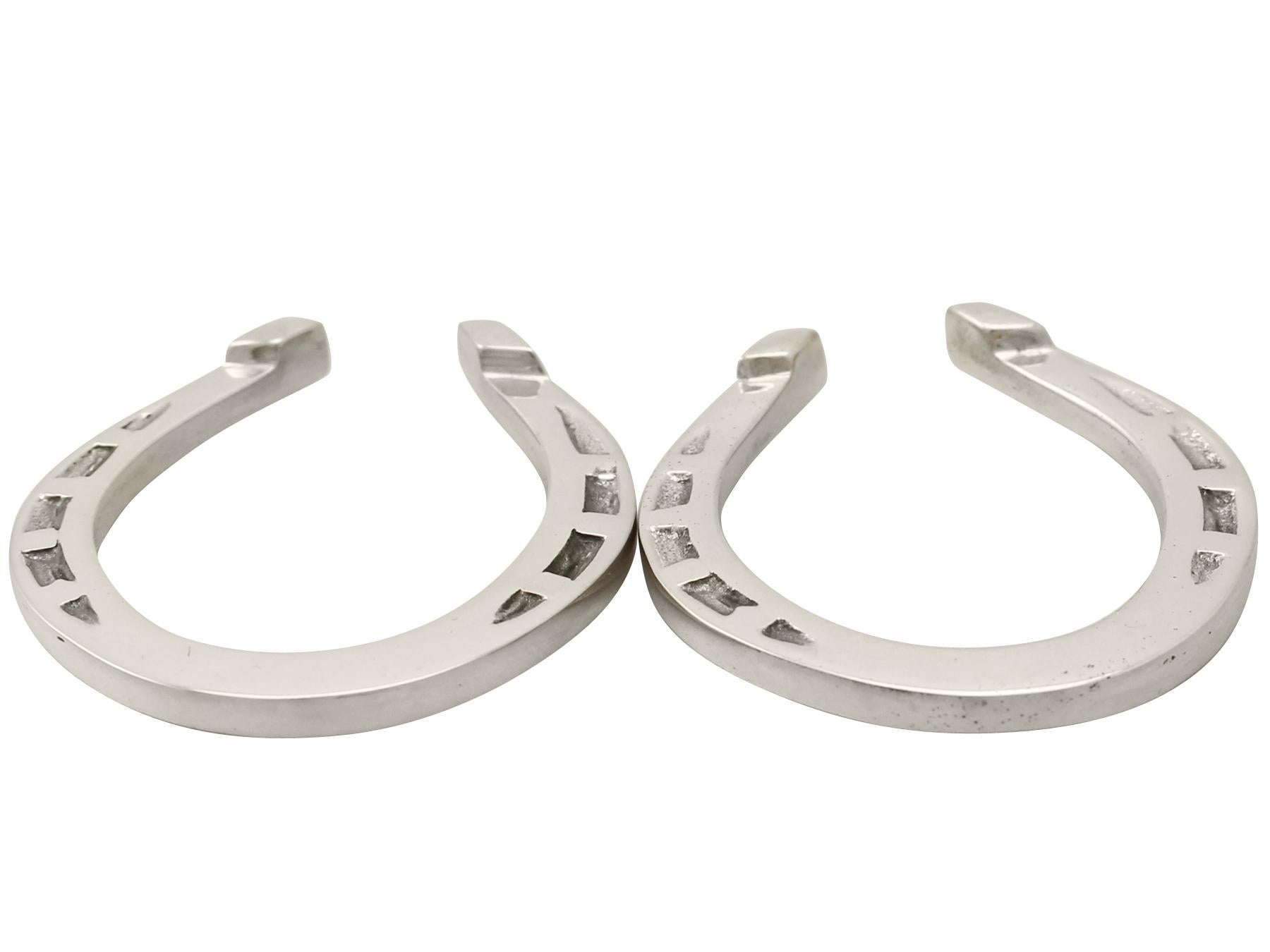 Mid-20th Century Boxed English Sterling Silver Napkin Rings in the Form of Horseshoes