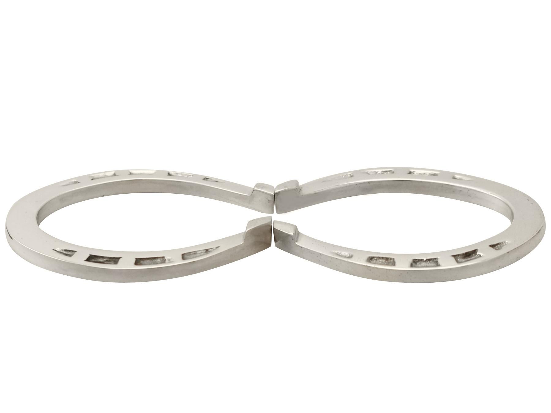 Boxed English Sterling Silver Napkin Rings in the Form of Horseshoes 1