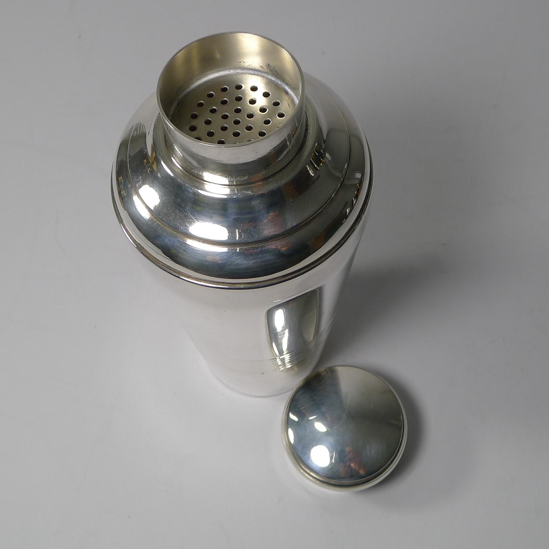 Boxed French Art Deco Silver Plated Cocktail Shaker / Set 2