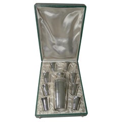 Boxed French Art Deco Silver Plated Cocktail Shaker / Set