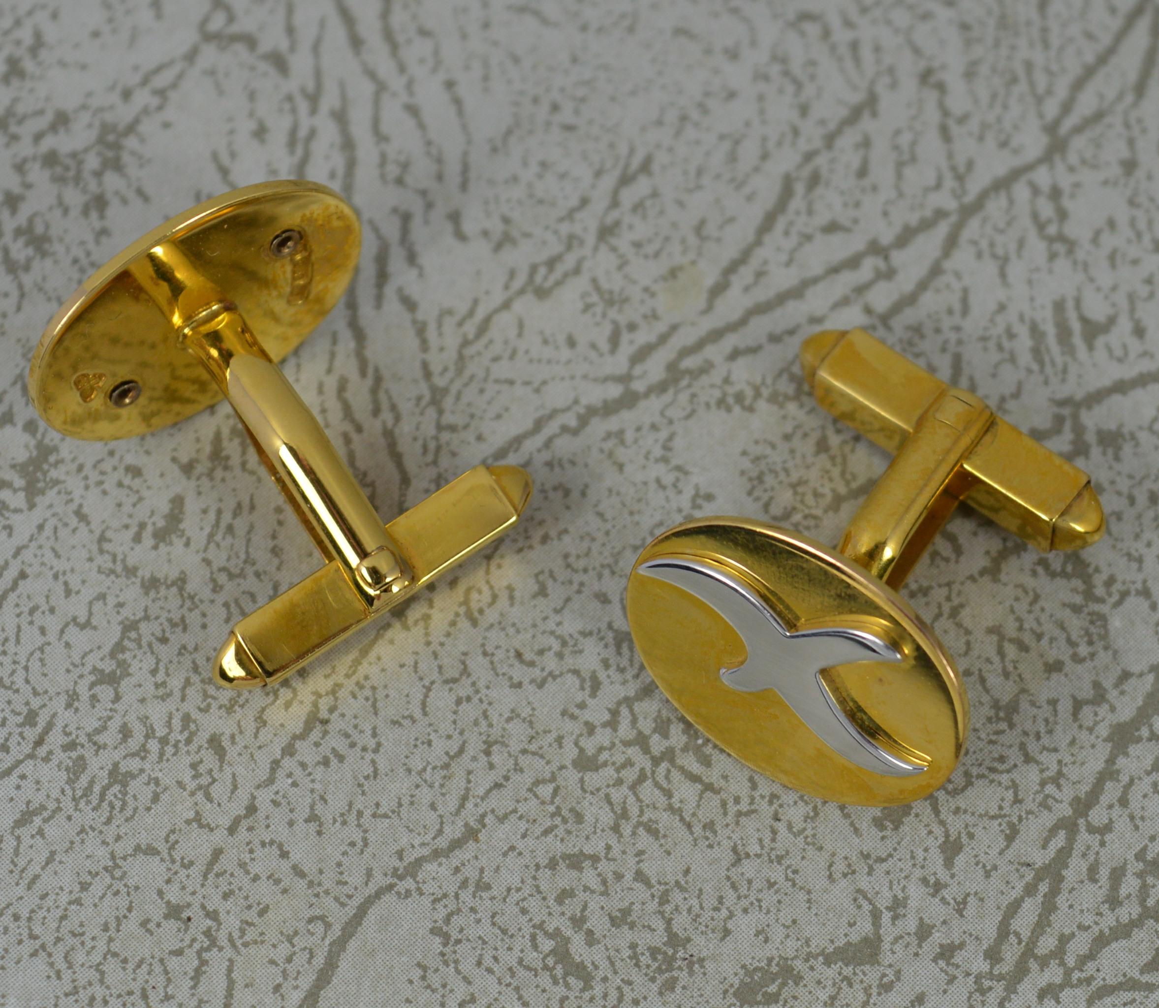 Contemporary Boxed Garrard and Co Solid 9 Carat Gold Cufflinks For Sale
