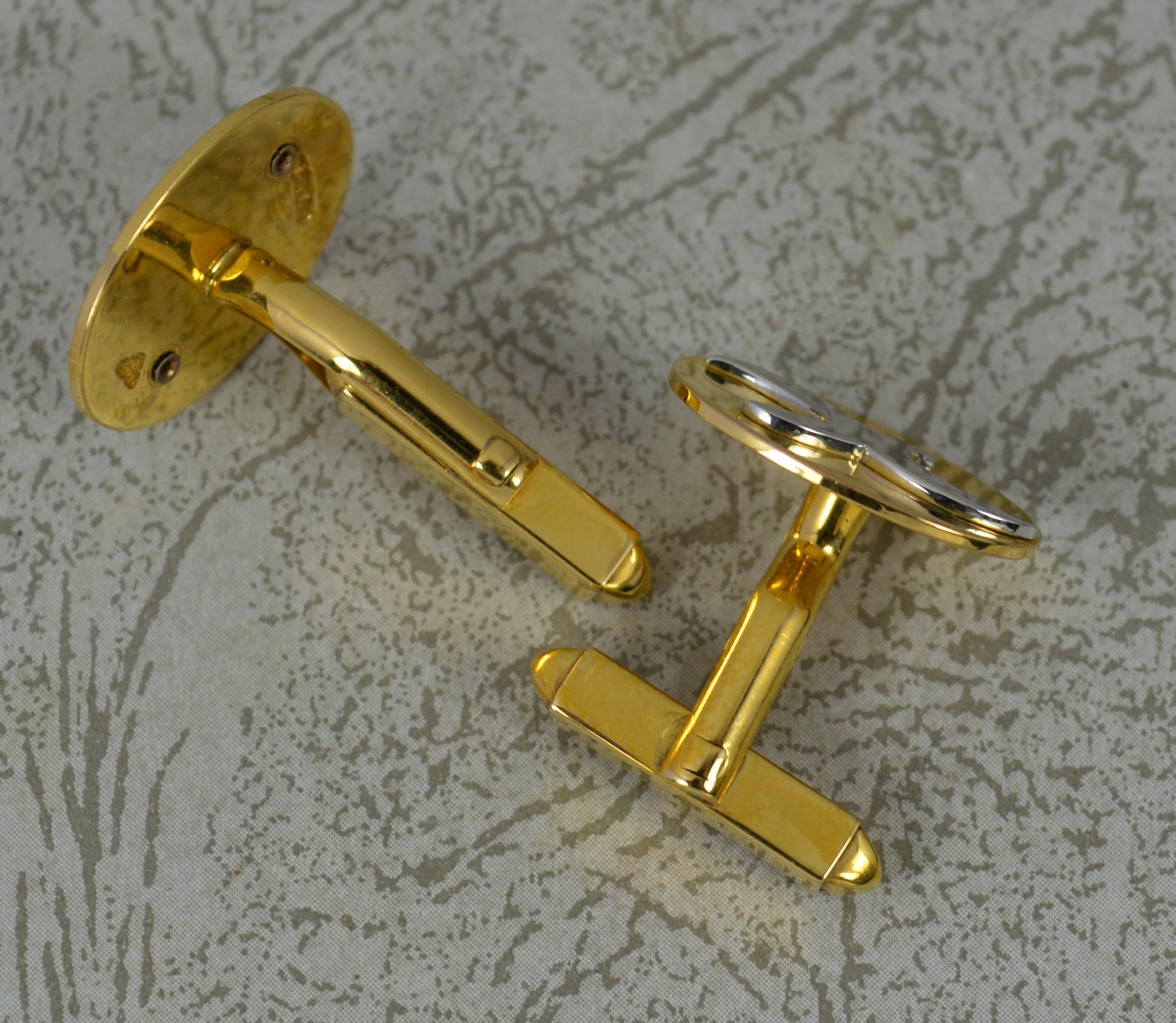 Boxed Garrard and Co Solid 9 Carat Gold Cufflinks In Excellent Condition For Sale In St Helens, GB