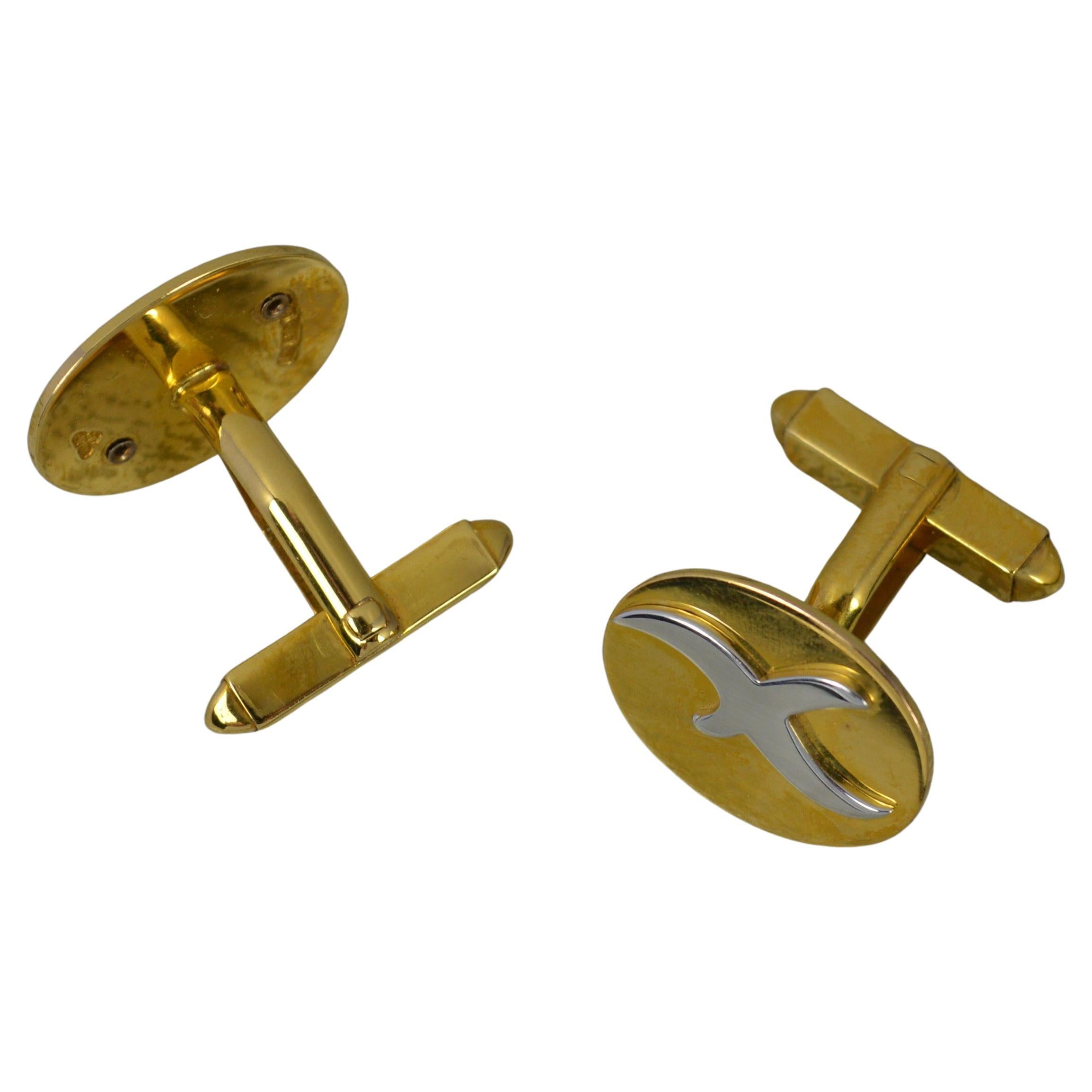 Boxed Garrard and Co Solid 9 Carat Gold Cufflinks For Sale