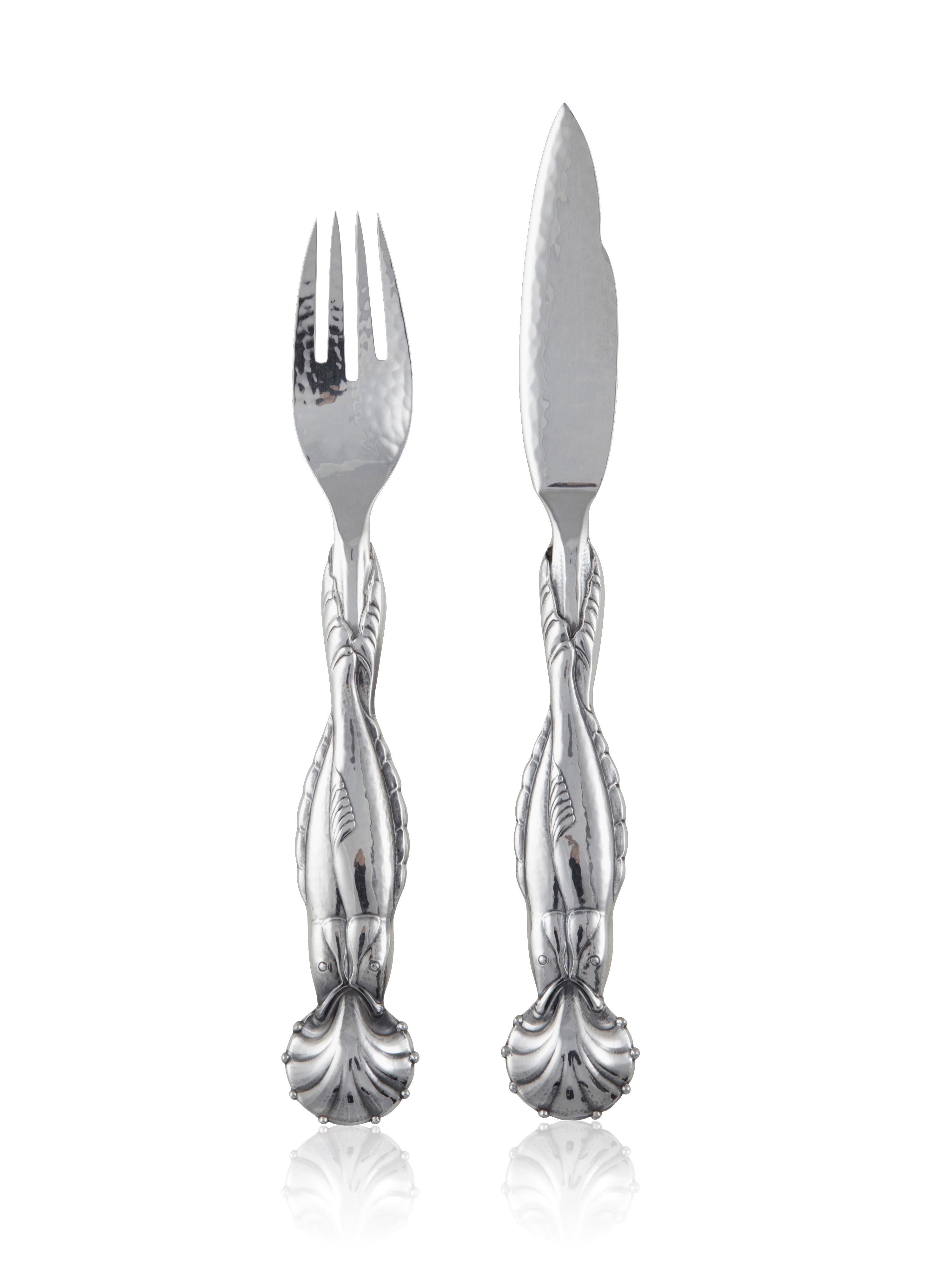 Danois Service à poisson Georg Jensen 55 pour douze avec service de service assorti en vente