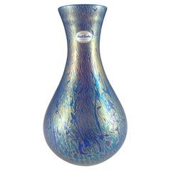 Boîte Royal Brierley vase « Studio » en verre bleu irisé