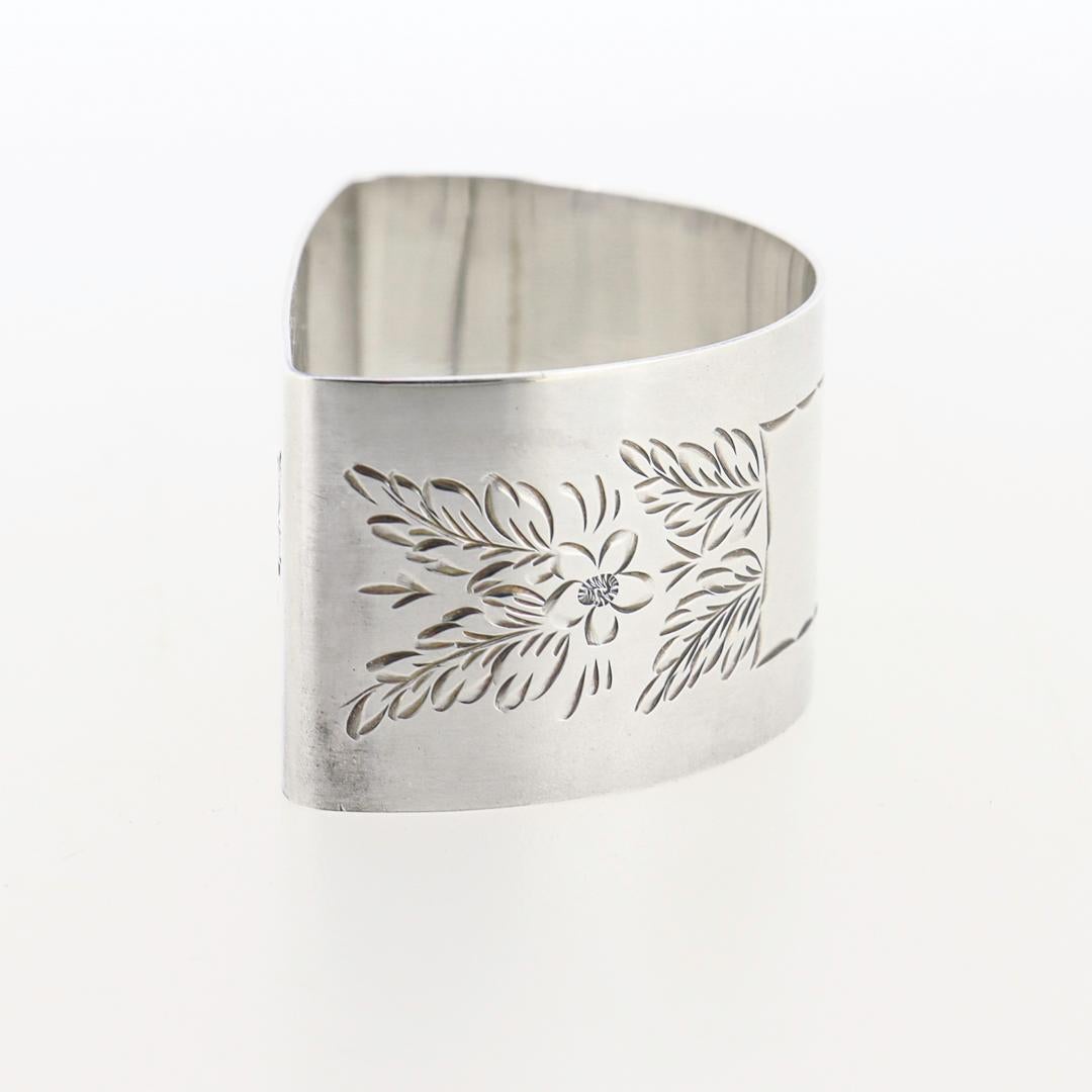 Boxed Semi-Circular English Sterling Silver Napkin Ring by John Rose For Sale 5
