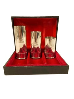 Coffret de 3 mesures d'alcool pour obus de fusil de chasse en métal argenté, Israel Freeman & Son