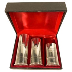 Retro Boxed Set of 3 Silver Plate Shotgun Shell Spirit Measures, Israel Freeman & Son