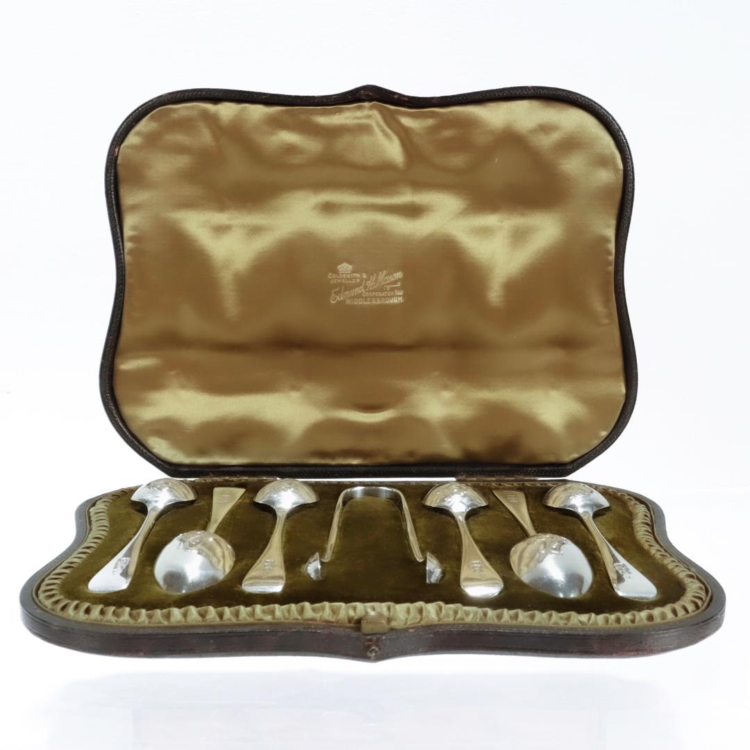 Boxed Set von 6 englischen Demitasse-Löffeln aus viktorianischem Sterlingsilber im georgianischen Stil im Zustand „Gut“ im Angebot in Philadelphia, PA