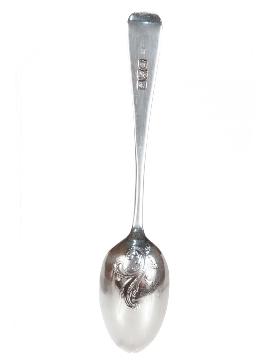 Boxed Set of 6 English Georgian Style Victorian Sterling Silver Demitasse Spoons For Sale 2