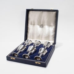 Boxed Set of 6 Garrard & Co. Sterling Silver Small Wine or Cordial Goblets