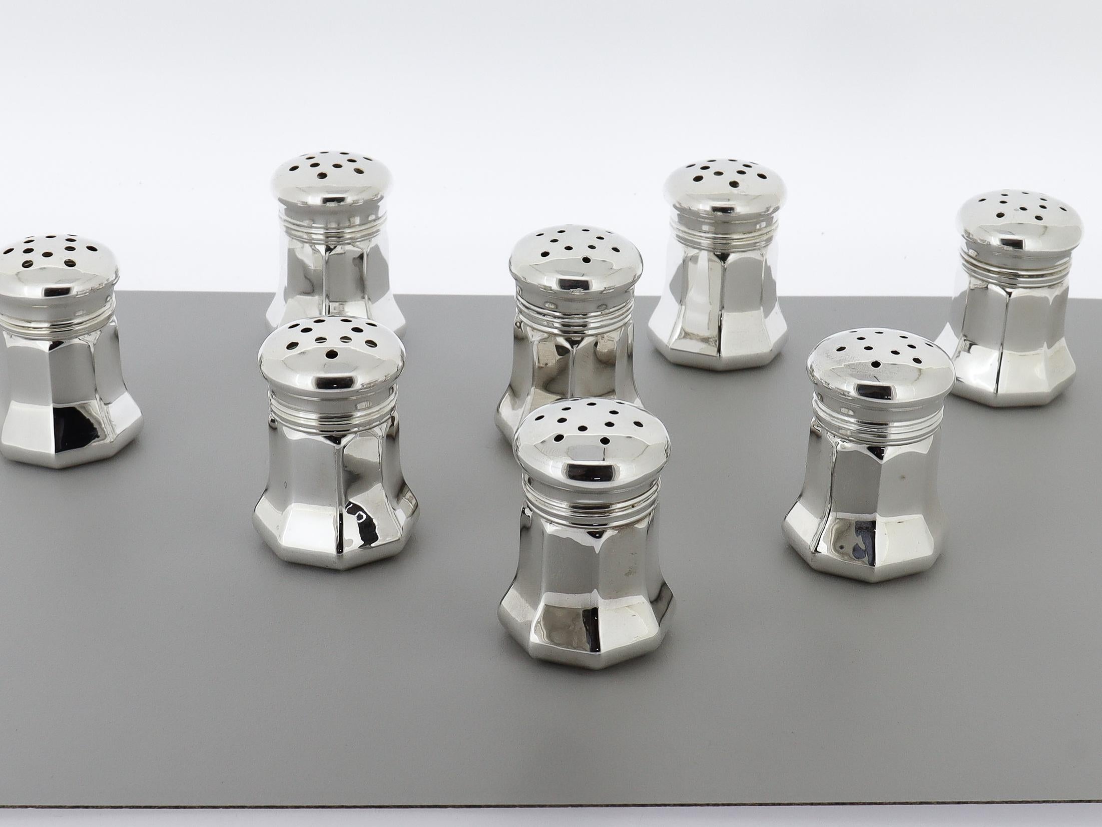 20th Century Boxed Set of 8 Cartier Sterling Silver Salt & Pepper Shakers For Sale