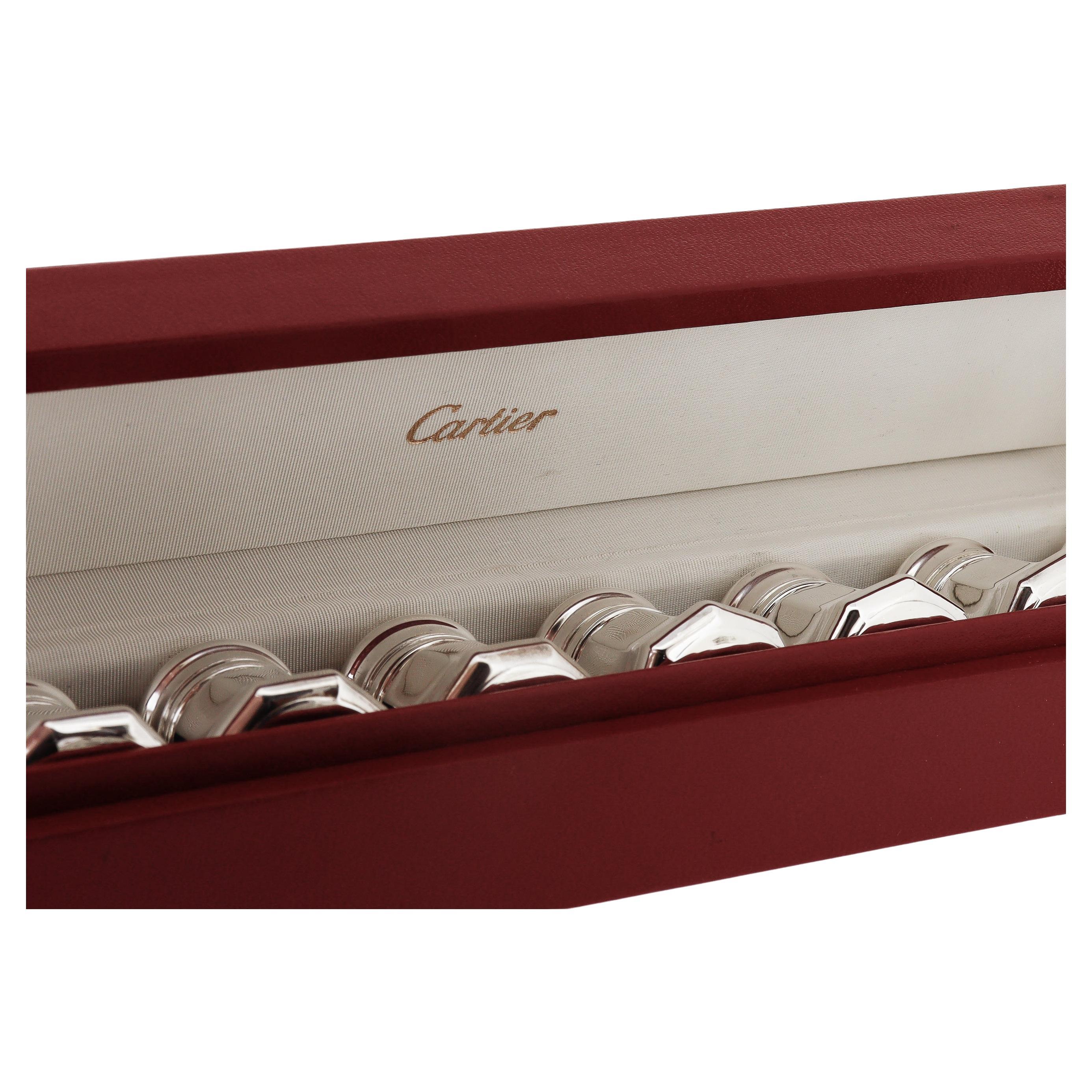 Boxed Set of 8 Cartier Sterling Silver Salt & Pepper Shakers For Sale