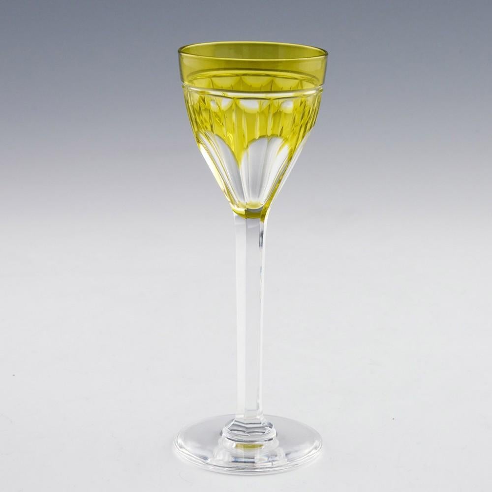 Liqueur Glasses - Set of Eight Uranium Cut to Clear by Laing Glasgow In Good Condition In Tunbridge Wells, GB