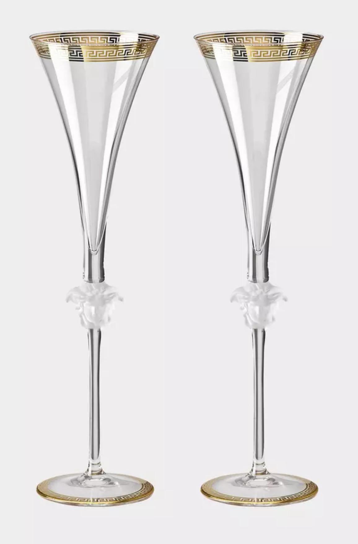 Estuche de cuatro copas de champán de cristal 