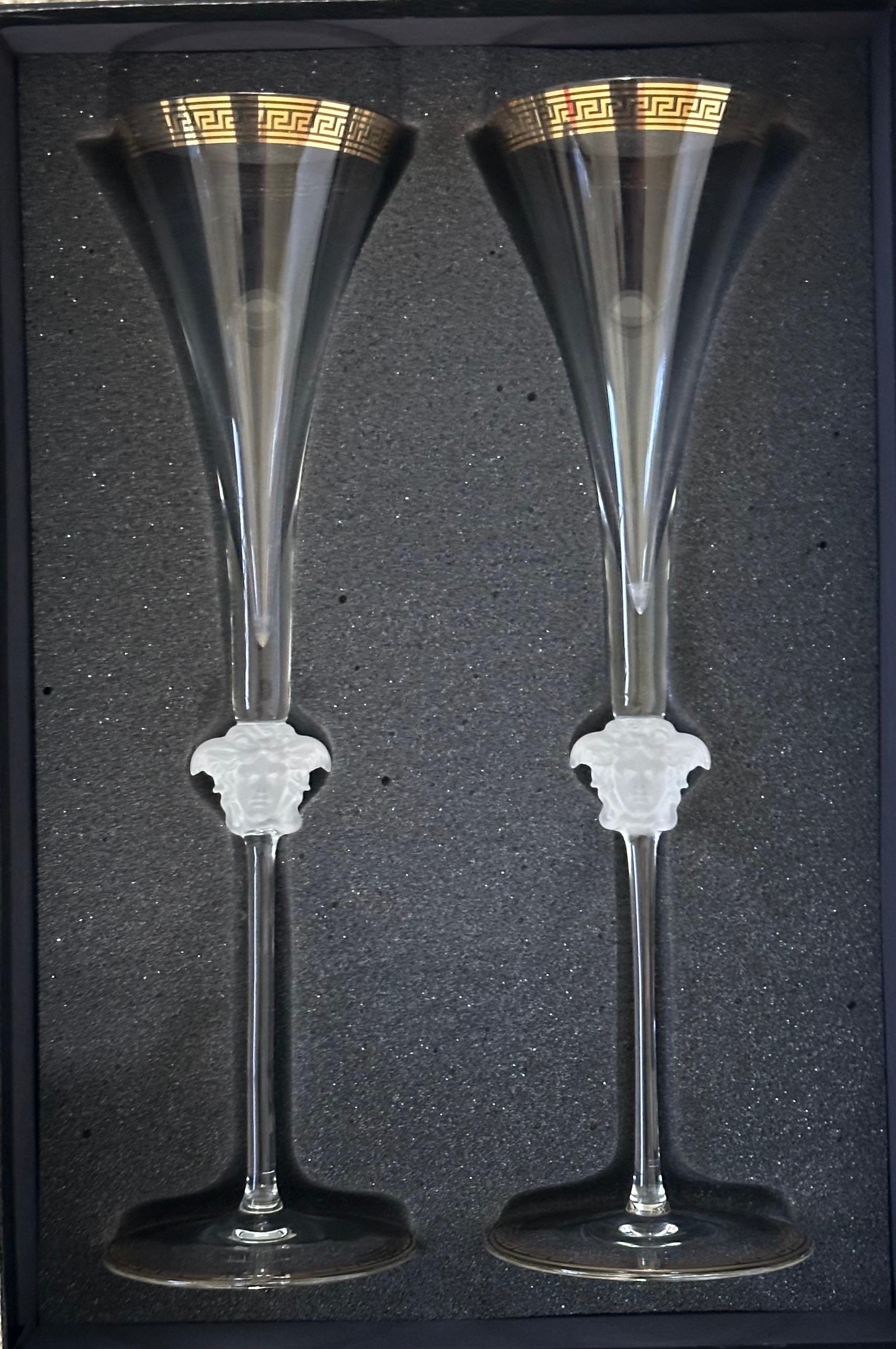 Estuche de cuatro copas de champán de cristal 