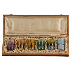Boxed Set of Landscape Vases, Art Nouveau Cameo Glass by Daum Frères