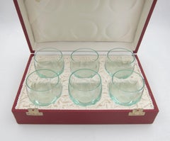 Boxed Set of Moser Culbuto Crystal Tumbler Glasses in Beryl Green