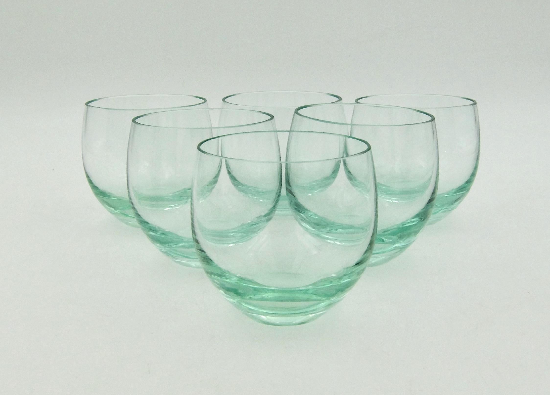 Boxed Set of Moser Culbuto Crystal Tumbler Glasses in Beryl Green In Good Condition In Los Angeles, CA