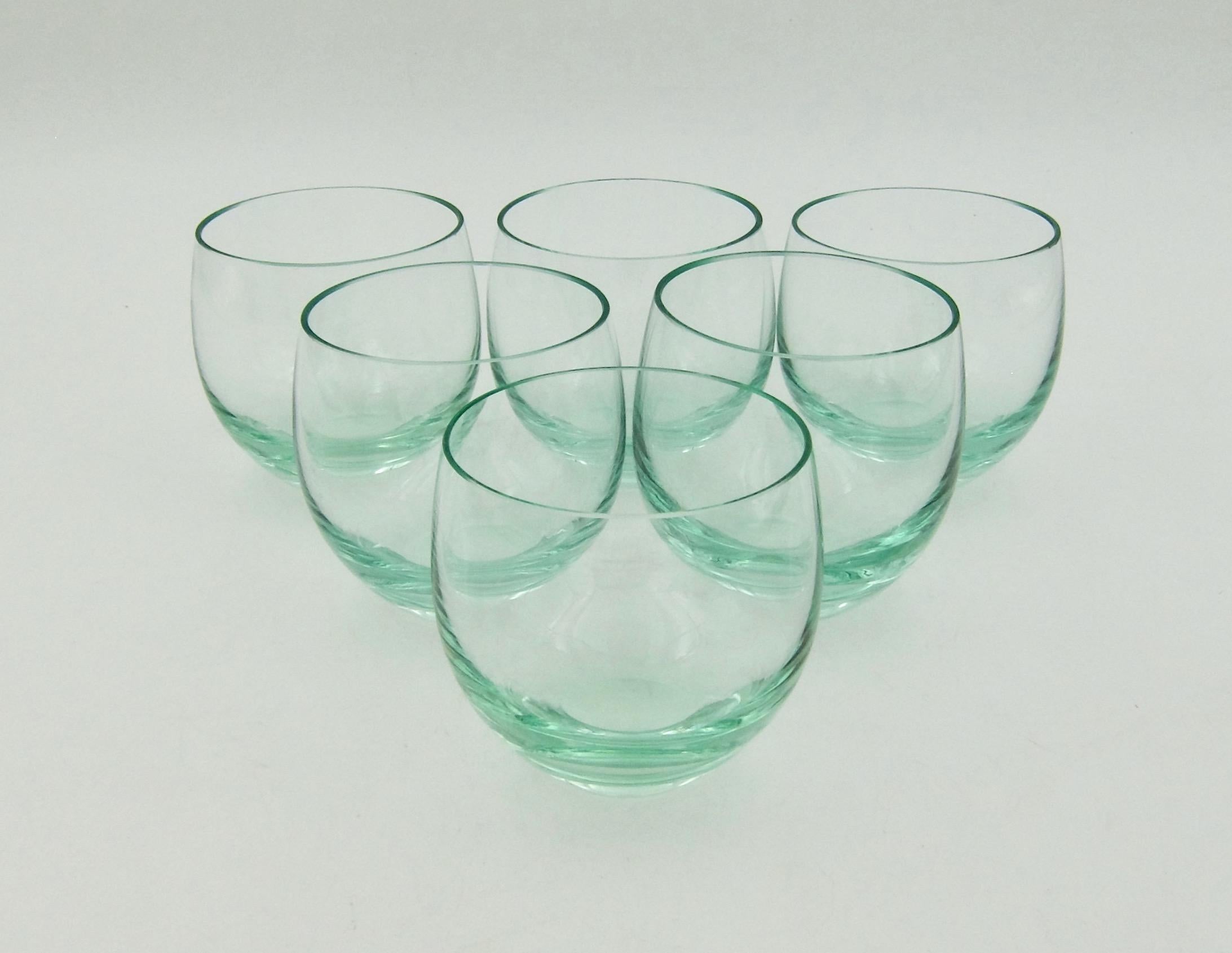 Boxed Set of Moser Culbuto Crystal Tumbler Glasses in Beryl Green 1