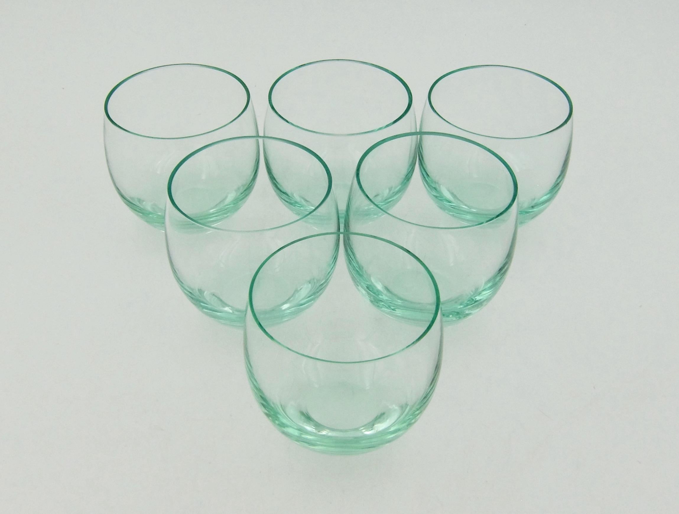 Boxed Set of Moser Culbuto Crystal Tumbler Glasses in Beryl Green 2